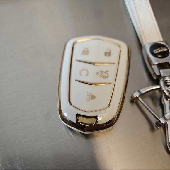 For Cadillac Key Fob Cover with Keychain TPU Protector Suitable for Cadillac - Picture 2 of 8